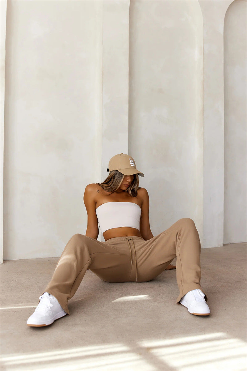 Damen Sportliches Crop-Top und Bequeme Sweathose Set R&B