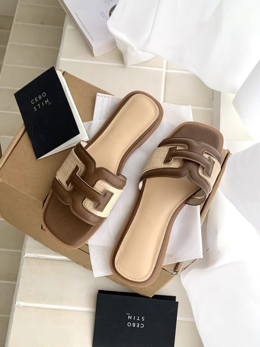 Damen modische Slipper mit elegantem Riemendesign und gepolstertem Fußbett R&B