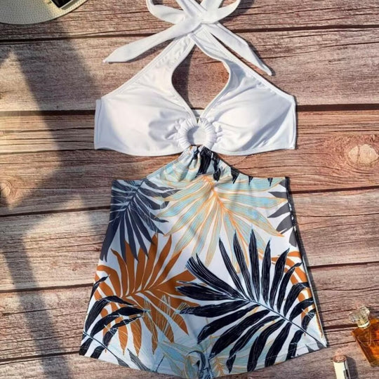 Damen Bikiniset mit hoch geschnittenem Hosenrock und elegantem Knoten R&B