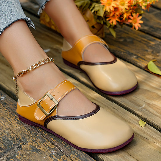 Damen bequeme Ballerinas mit verstellbarem Schnallenverschluss R&B