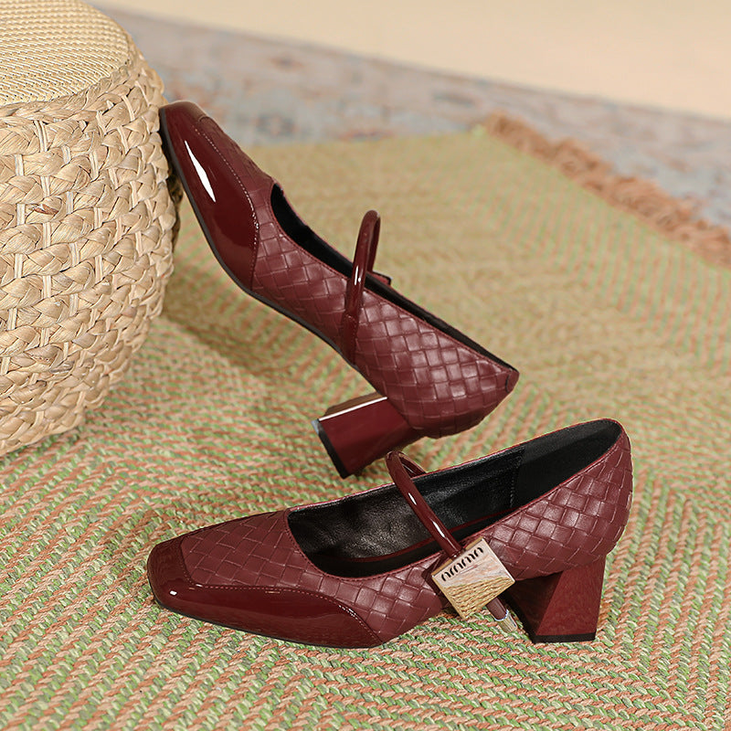 Damen Modische Ballerinas mit geflochtenem Design und blockiertem Absatz