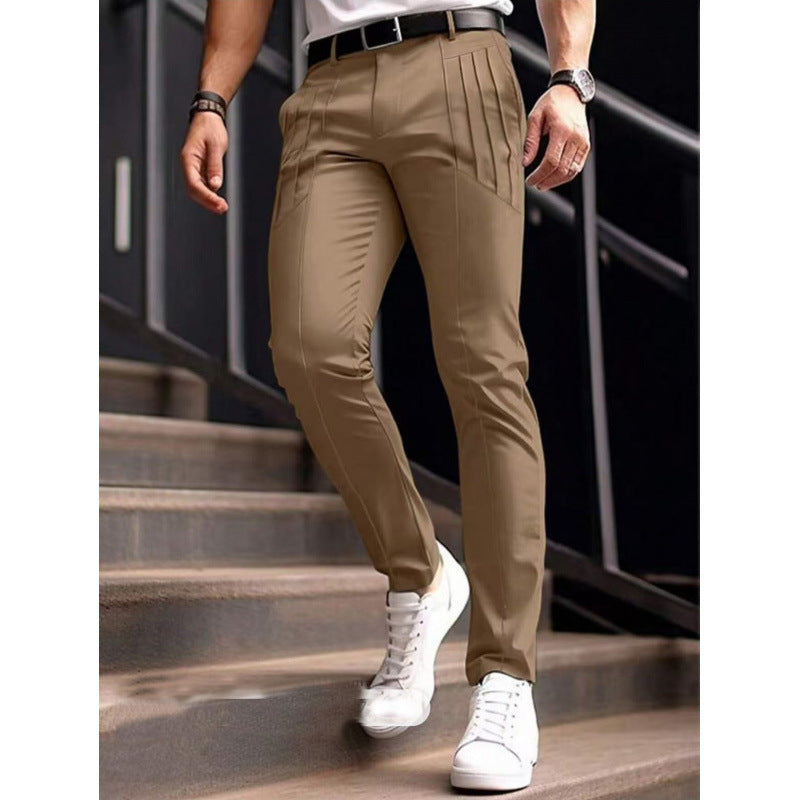 Herren Stoffhose Slim Fit mit Bundfalten