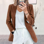 Damen Strukturierter Cord-Blazer mit eleganten Knopfdetails