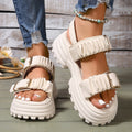 Damen Plattform Sandalen mit Riemen und Schnalle R&B