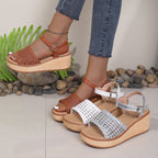 Damen Plateau Sandalen mit geflochtenem Riemen R&B