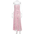 Damen Maxikleid mit floralem Muster und transparenten Einsätzen R&B