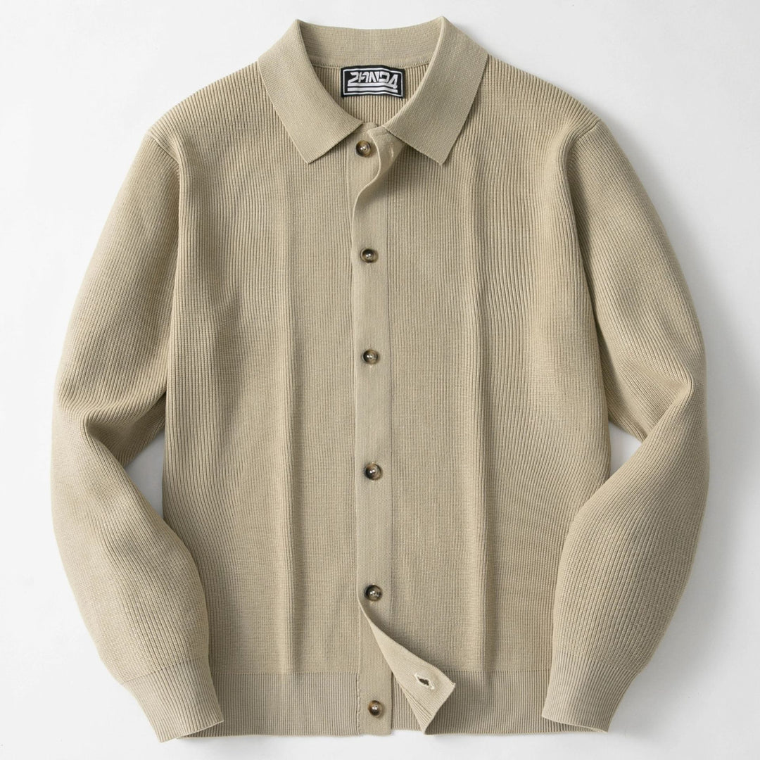 Herren Strickjacke mit modernem Kragen und hochwertigen Knöpfen R&B