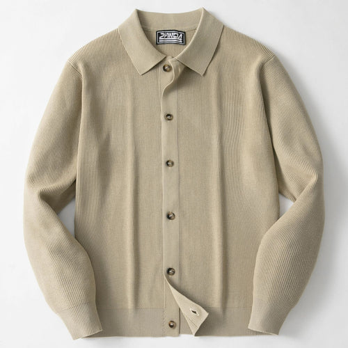 Herren Strickjacke mit modernem Kragen und hochwertigen Knöpfen R&B