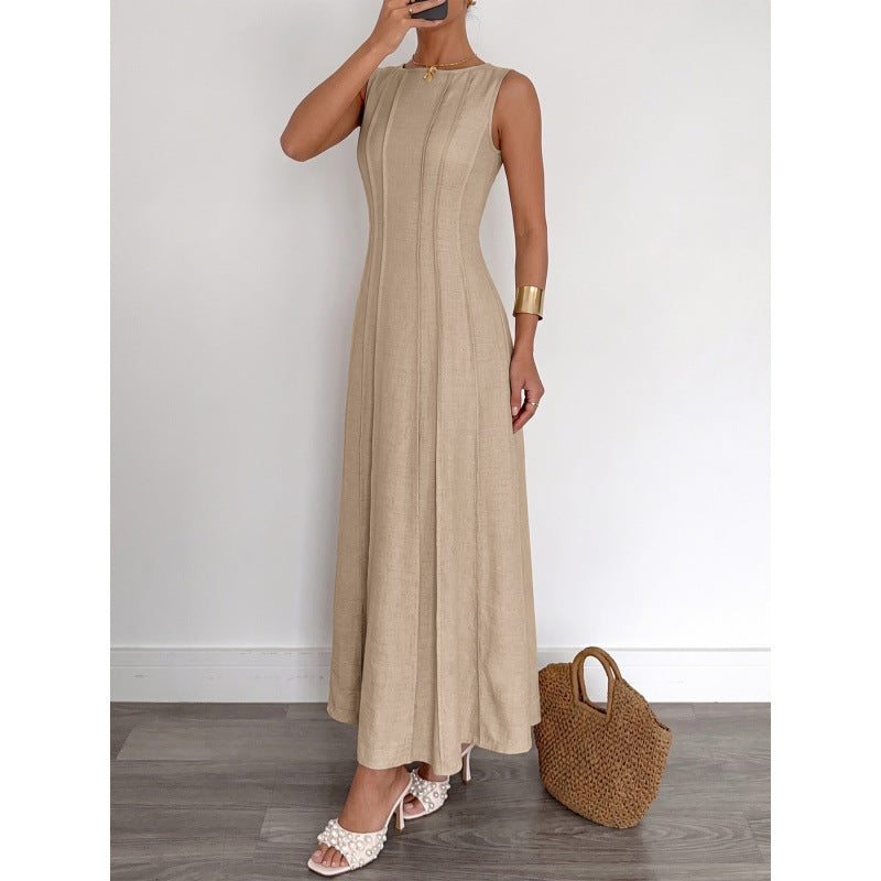 Damen Langarm Maxikleid mit eleganten Streifen und schmeichelndem Schnitt R&B