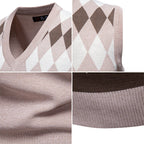 Herren ärmellose Strickweste mit Rauten-Muster R&B