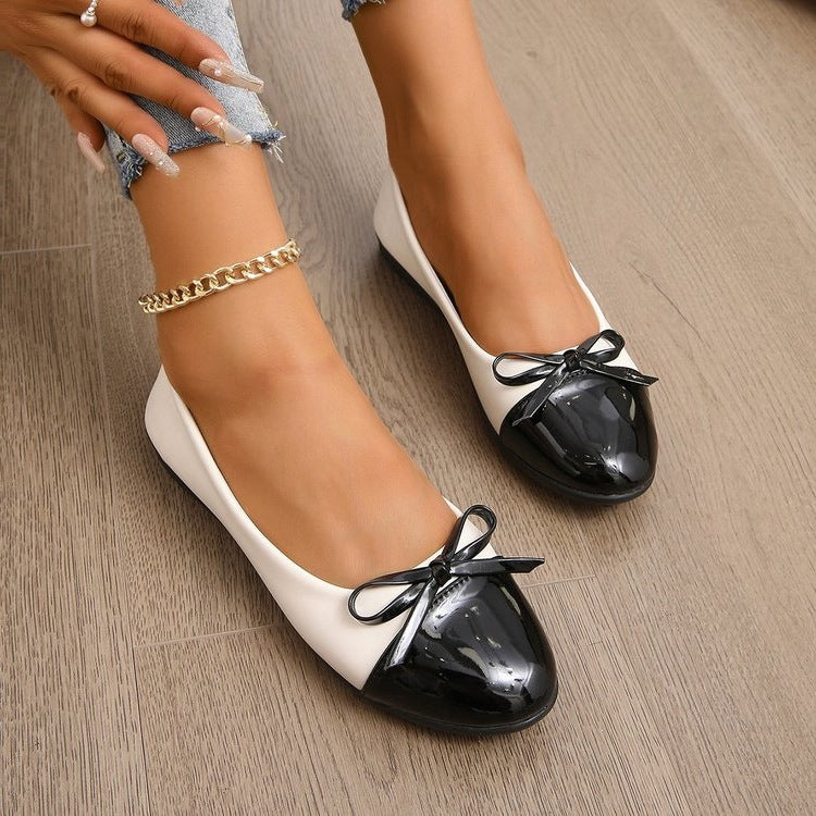 Damen Ballerinas mit eleganter Farbblockgestaltung und zartem Schleifen-Detail R&B