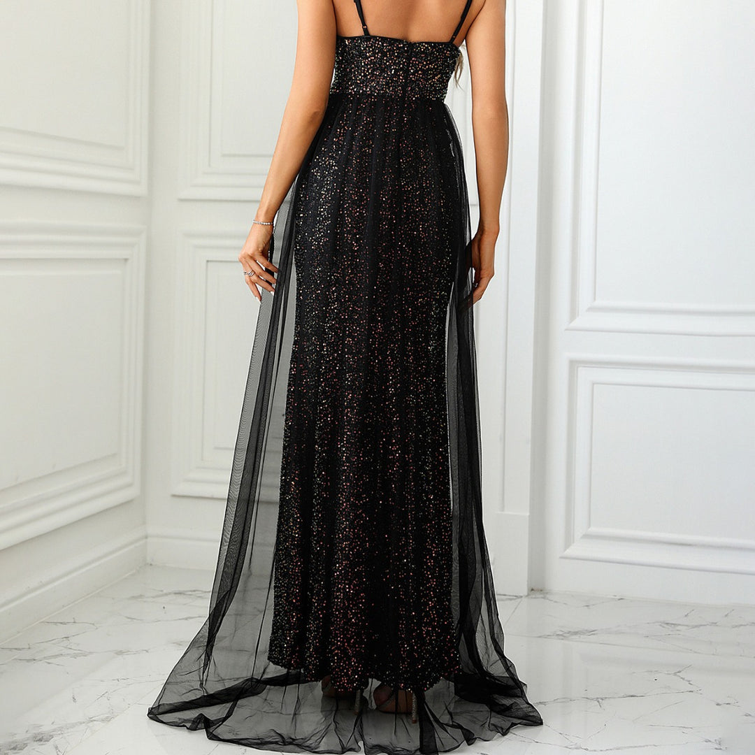 Damen Elegantes Glamour-Abendkleid mit schimmernden Details und hohem Beinschlitz R&B
