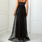 Damen Elegantes Glamour-Abendkleid mit schimmernden Details und hohem Beinschlitz R&B