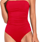 Damen Einteiler Badeanzug mit elegantem Wickeldesign und figurformenden Raffungselementen R&B