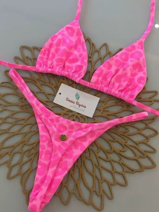 Damen Triangel-Bikini-Set mit floralen Mustern und verstellbaren Trägern R&B