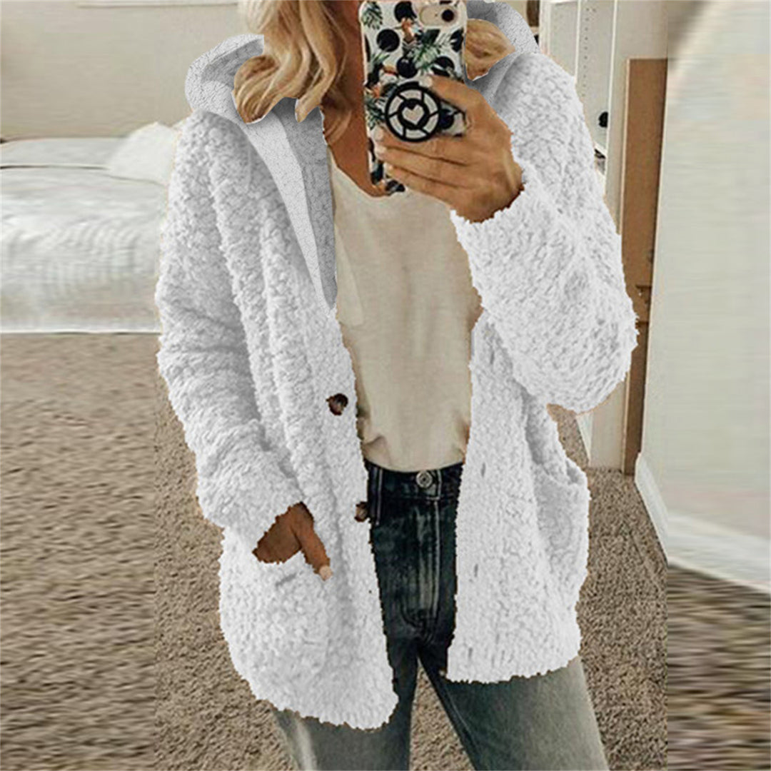 Damen kuschelige Fleecejacke mit Kapuze und praktischen Taschen R&B