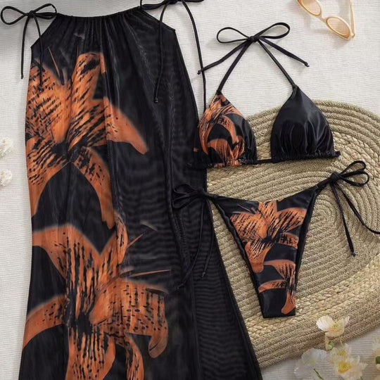 Damen Bikiniset mit elegantem Wickelrock und floralem Design R&B