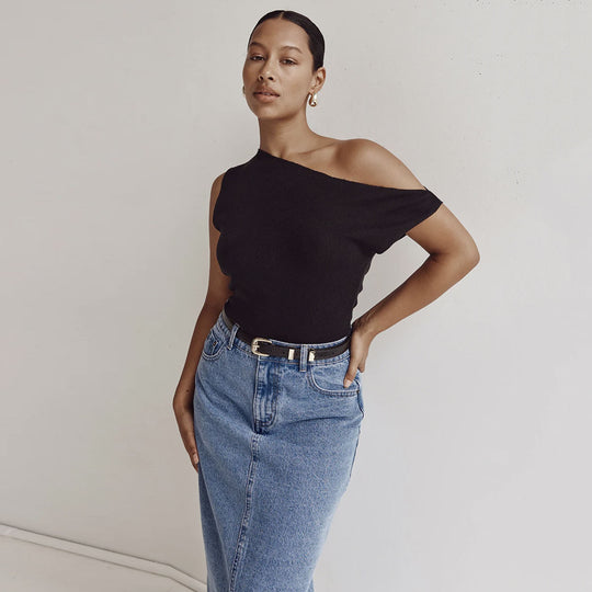 Damen Asymmetrisches Strickoberteil mit schickem Drapé R&B