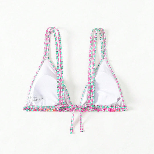 Damen Triangel-Bikini mit verspieltem Mustermix und verstellbaren Trägern R&B