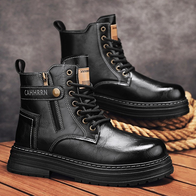 Damen modische Stiefeletten mit robustem Profil und Reißverschluss R&B
