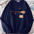 Damen Sweatshirt mit kreativem Katzenmotiv