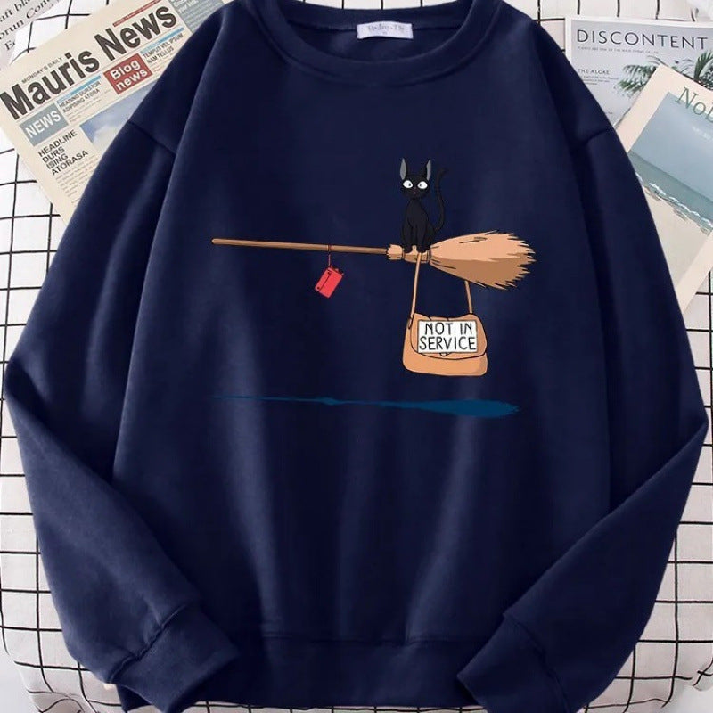 Damen Sweatshirt mit kreativem Katzenmotiv