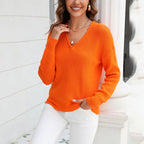 R&B | Damen Strickpullover mit V-Ausschnitt In Lockerer Passform