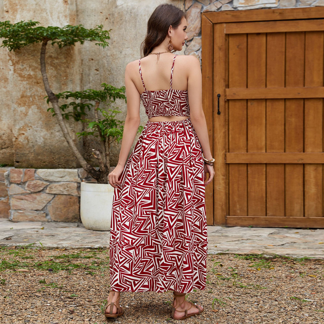 Damen Maxikleid mit geometrischem Muster R&B