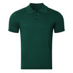 Herren nan schmal geschnittenes geripptes Poloshirt aus Feinstrick mit Kurzarm und Polokragen R&B
