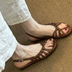 Damen stylische Riemchensandalen mit geflochtenem Obermaterial R&B