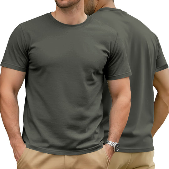 Herren nan Basic Kurzarm-T-Shirt aus hochwertigem Baumwollmix mit Rundhalsausschnitt, flachen Nähten und Regular Fit R&B