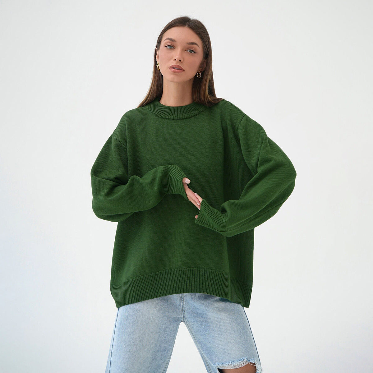 Damen Bequemer Oversized Pullover aus hochwertigem Strick R&B