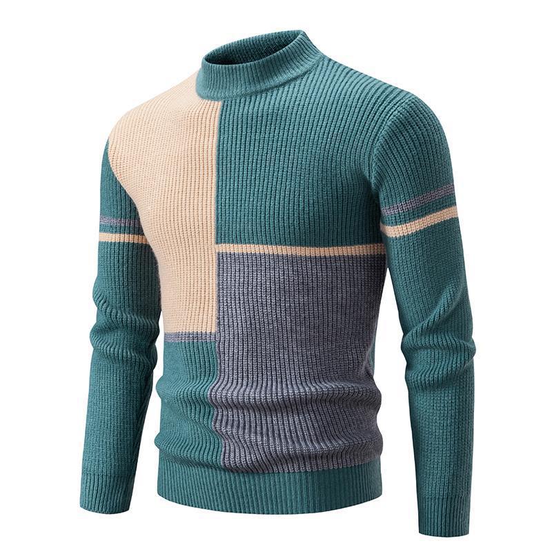 Herren modischer Rollkragenpullover mit grafischem Zopfmuster R&B 1758205596