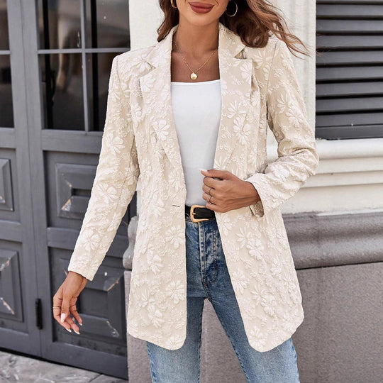 Damen Elegante Blazerjacke mit floralem Stickdesign R&B