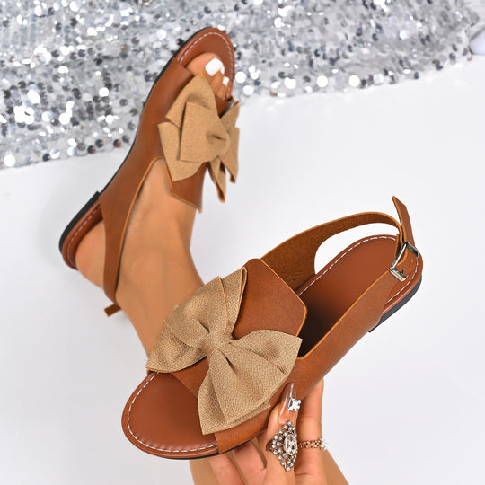 Damen Slingback-Sandalen mit dekorativer Schleifen-Applikation und verstellbarem Riemen R&B