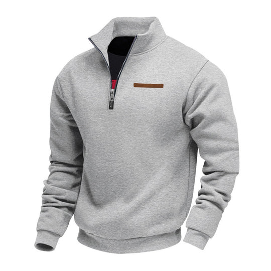 Herren nan Halbzip-Sweatshirt aus schwerem Fleece mit Stehkragen und verdeckter Brusttasche R&B