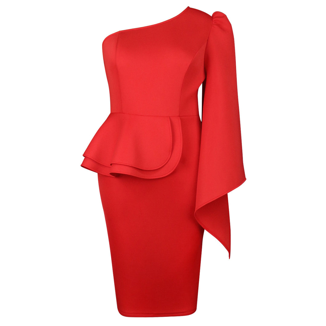 Damen Elegantes Abendkleid mit asymmetrischem Design und Volant R&B