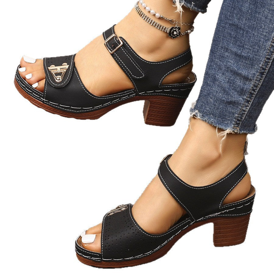 Damen Elegante und bequeme Sandalen mit Blockabsatz R&B