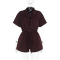 Damen lässiger Kurzarm-Jumpsuit mit Taillierung R&B