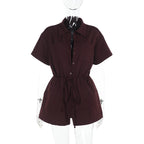 Damen lässiger Kurzarm-Jumpsuit mit Taillierung R&B