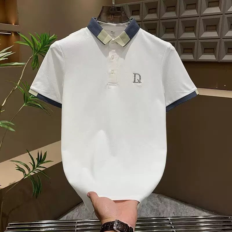 Herren Poloshirt mit Kontrastkragen und feiner Struktur