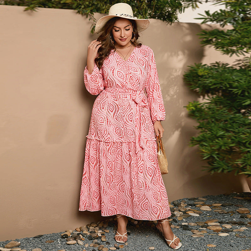 Damen luftiges Maxikleid mit V-Ausschnitt und taillierter Passform R&B