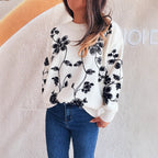 Damen lässiger Pullover mit floralem Stickdesign und modernem Schnitt R&B
