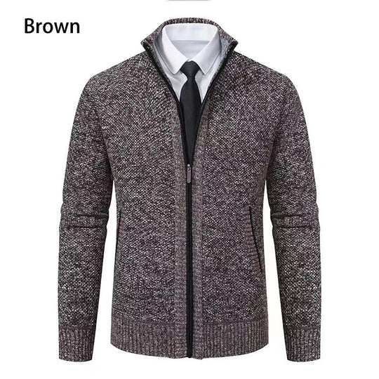 Herren modische Strickjacke mit hohem Kragen und durchgehendem Reißverschluss R&B
