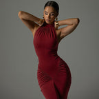 Damen Figurbetontes Maxikleid mit eleganter Drapierung R&B