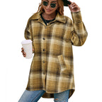 Damen Wollmantel im tartan Design