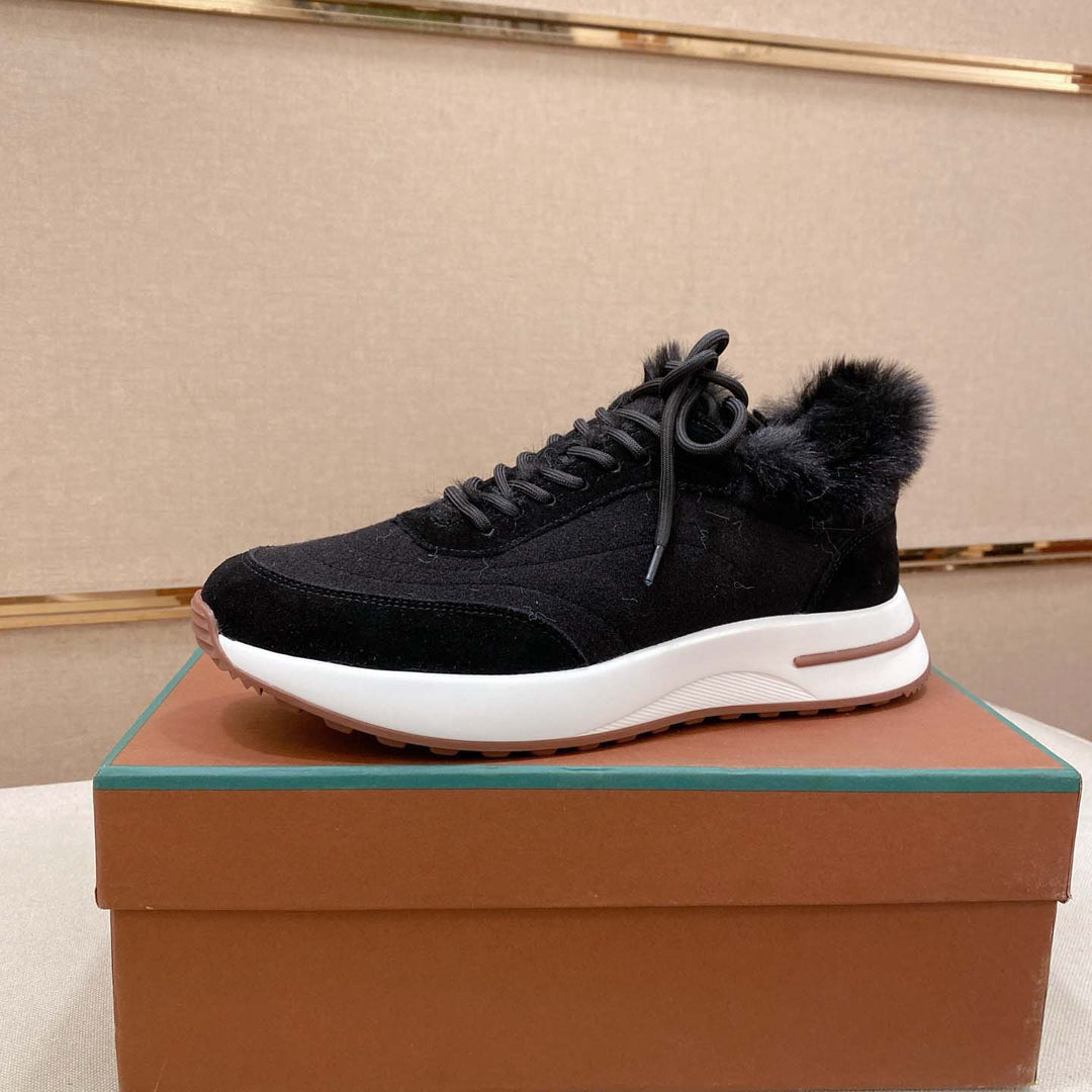 Damen Sportliche Sneakers mit luxuriösem Fellkragen R&B