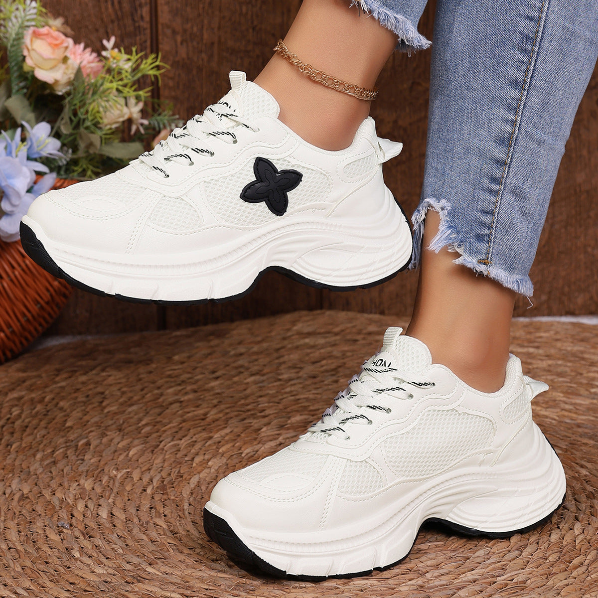 Damen Sportliche Sneakers mit atmungsaktivem Obermaterial und rutschfester Laufsohle R&B