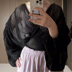 Damen Wickelbluse mit voluminösen Ärmeln und elegantem Design R&B