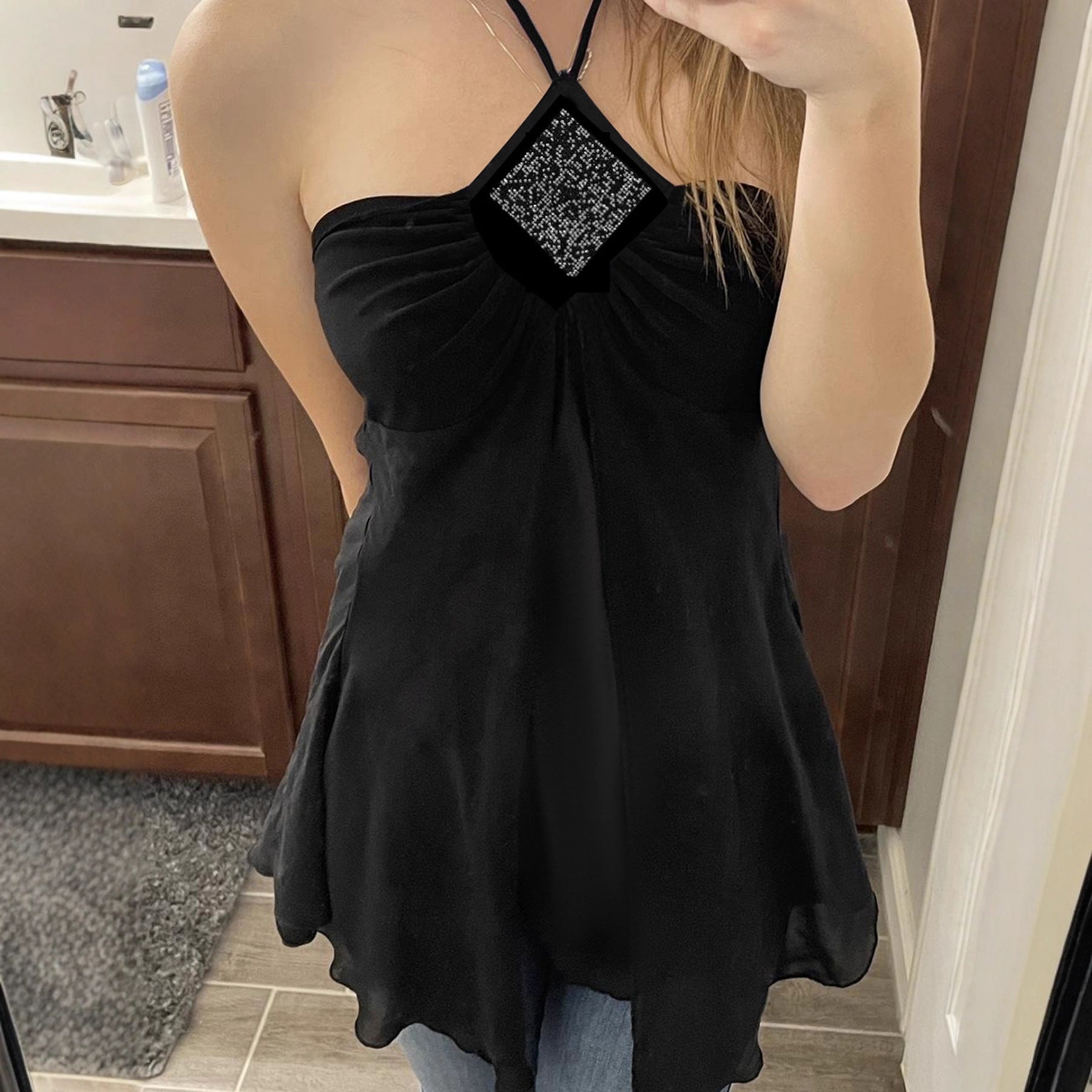Damen Halteroberteil mit elegantem Spitzendetail R&B